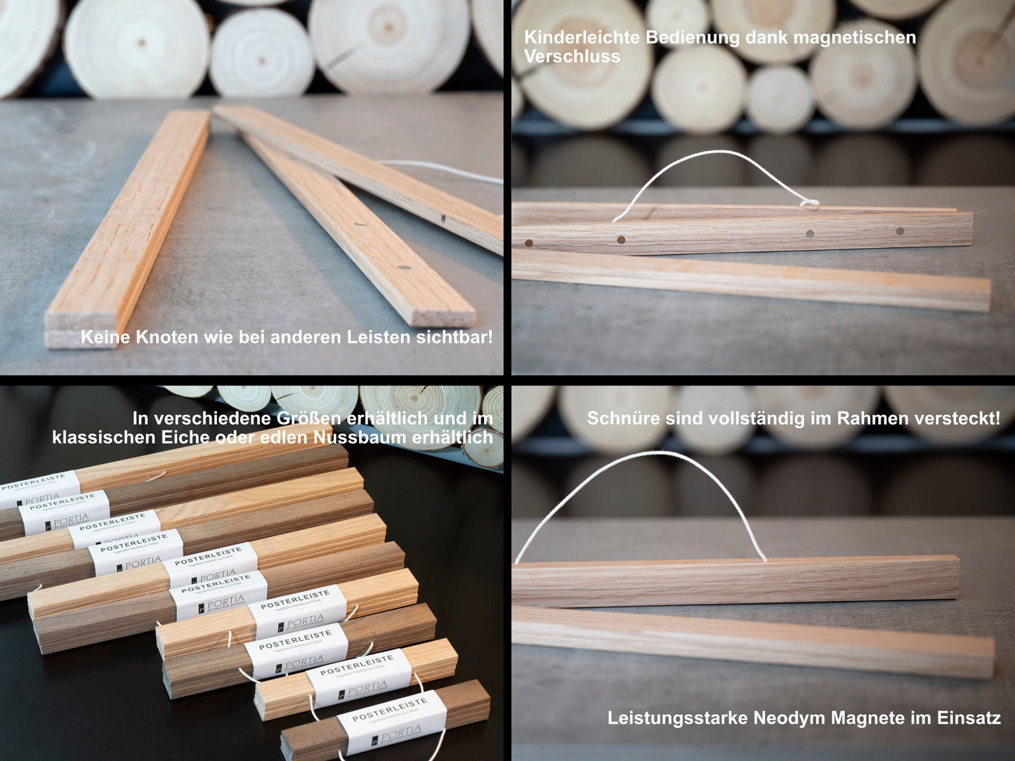 Magnetische Posterleiste aus Eiche – in DIN A1–A5 oder Wunschmaß bis 100 cm