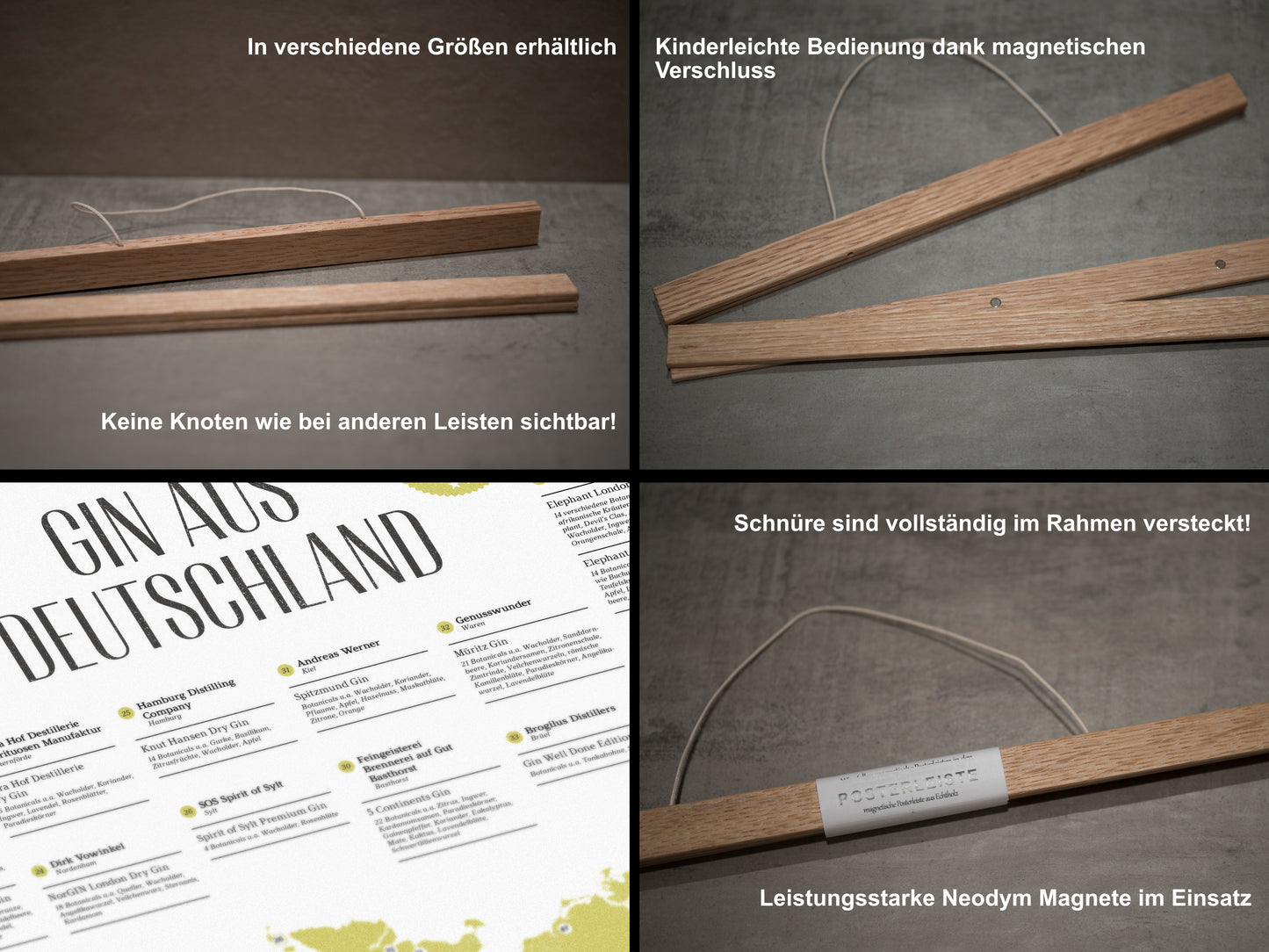 Die 56 besten Gin Destillerien und Brennereien aus Deutschland, Gin Landkarte prämierter deutscher Gins als Poster mit Poster