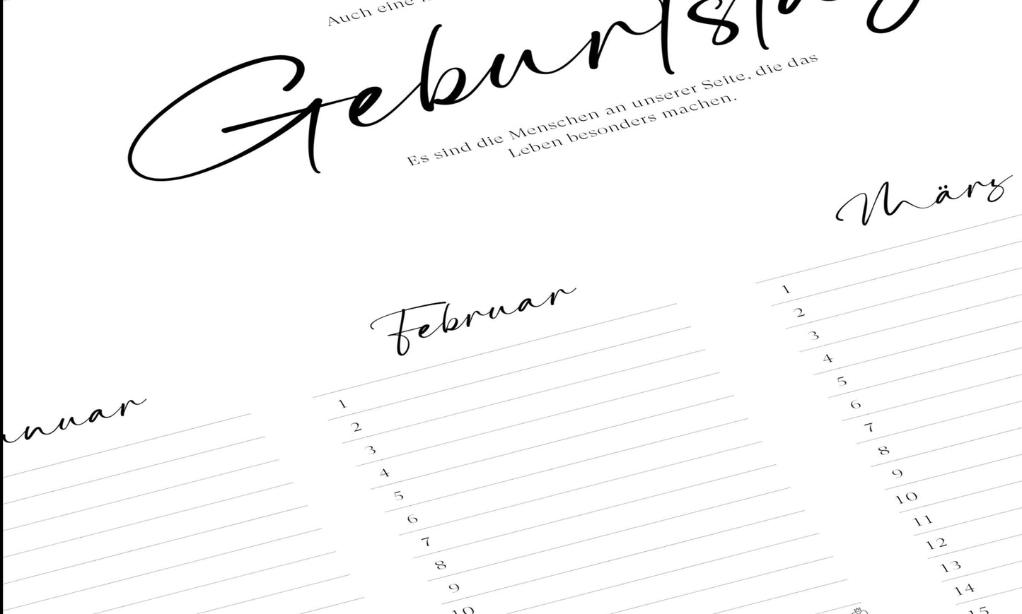 Geburtstagskalender mit magnetischer Posterleiste als immerwährender Jahresplaner für Geburtstage in DIN A1 halb 29,7 x 84,1cm