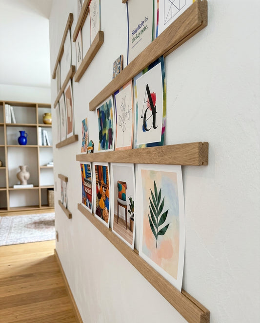 Modulares Bilderleisten-System – Fotolinie zum Kleben & Klemmen | Frame Rail System für Bilder, Fotos & Postkarten | schmal & flexibel wechselbar