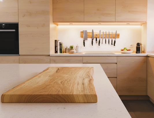 Schneidebrett aus massiver Eiche mit Naturkante – rustikal, edel, einzigartig