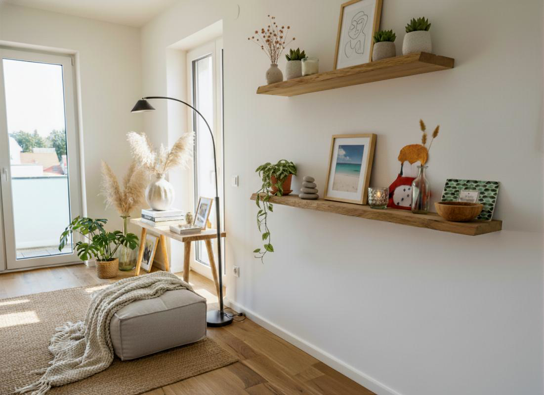 Wandregal aus massiver Eiche mit Büchernut – wahlweise mit Naturkante oder gerader Kante