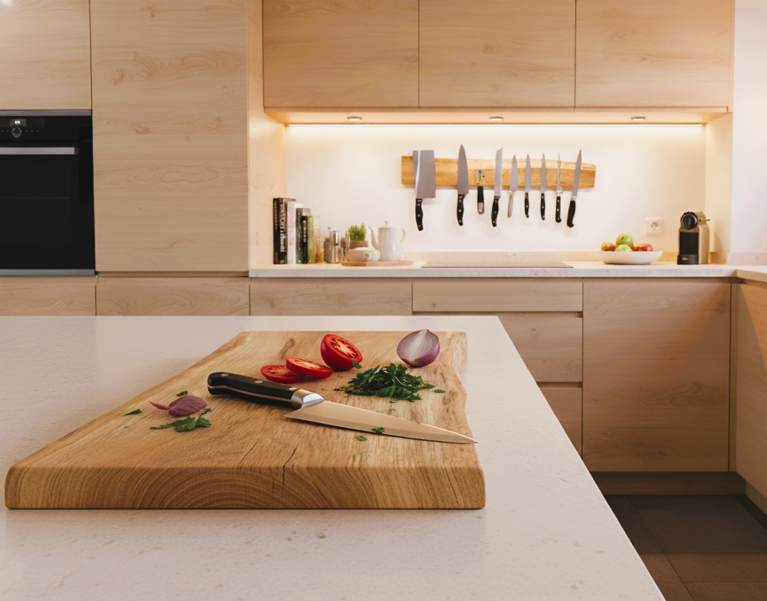 Schneidebrett aus massiver Eiche mit Naturkante – rustikal, edel, einzigartig