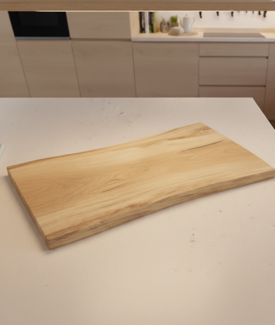 Schneidebrett aus massiver Eiche mit Naturkante – rustikal, edel, einzigartig