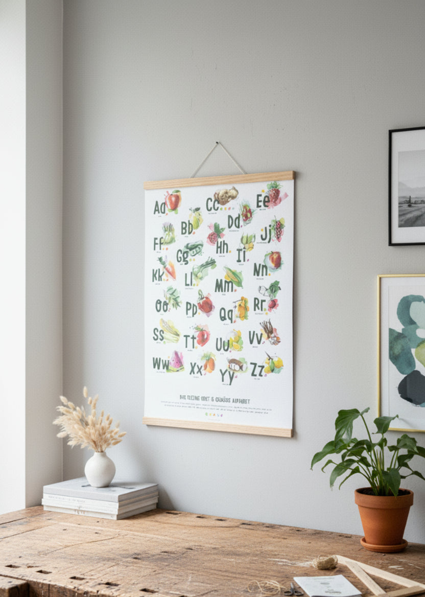 ABC-, Saisonkalender für Kinder mit magnetischer Posterleiste in DIN A2 mit 42,0cm x 59,4cm