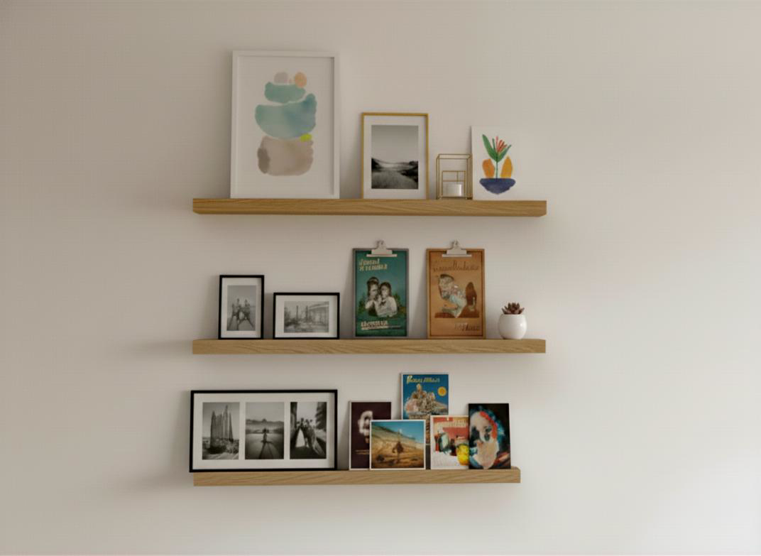 Wunschgravur und personalisierte Bilderleiste - Fotoleiste aus naturbelassenen Eichenholz, verschiedene Formate Wandboard für Bilder