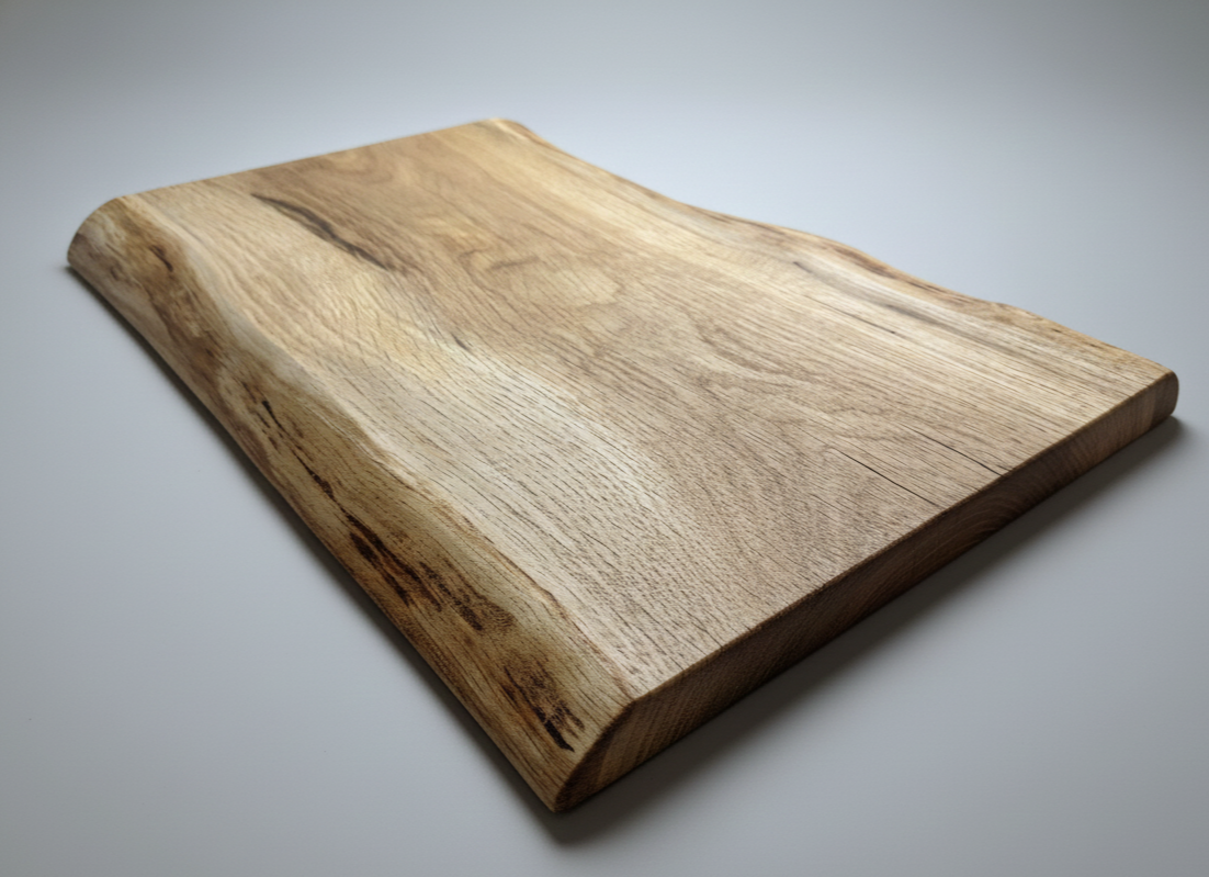 Schneidebrett aus massiver Eiche mit Naturkante – rustikal, edel, einzigartig