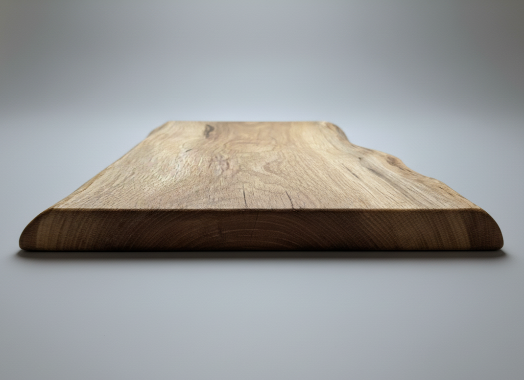 Schneidebrett aus massiver Eiche mit Naturkante – rustikal, edel, einzigartig