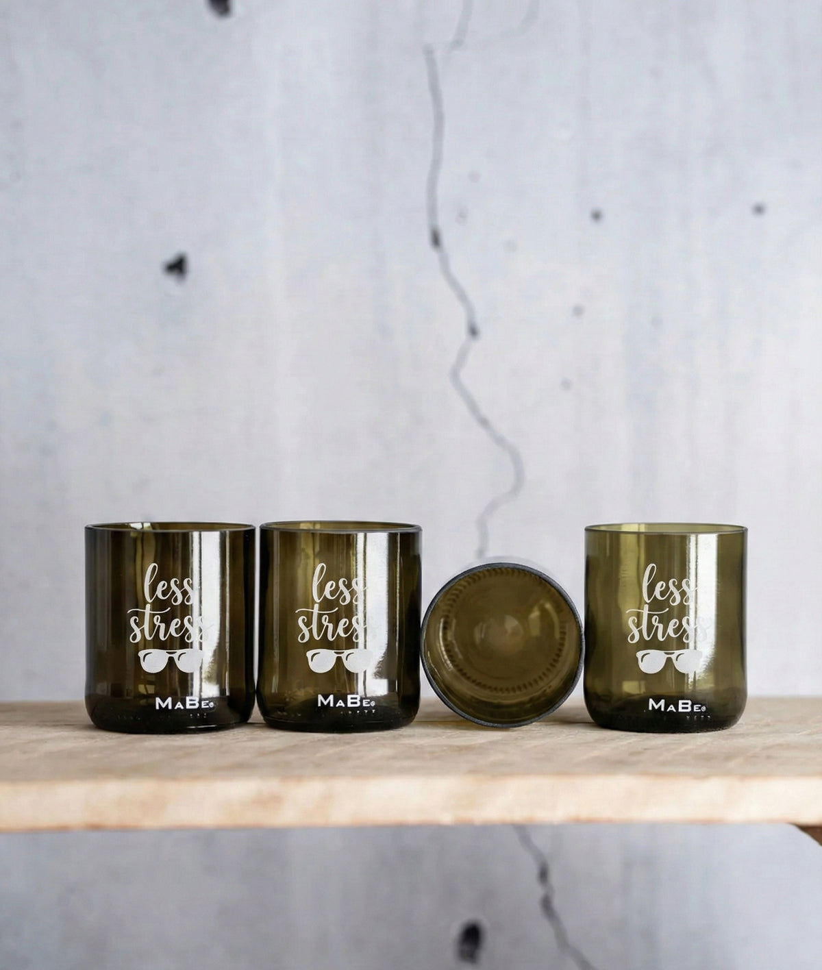 Trinkglas 250 ml von MaBe – handgefertigtes Upcycling-Glas aus einer 0,7l Weinflasche